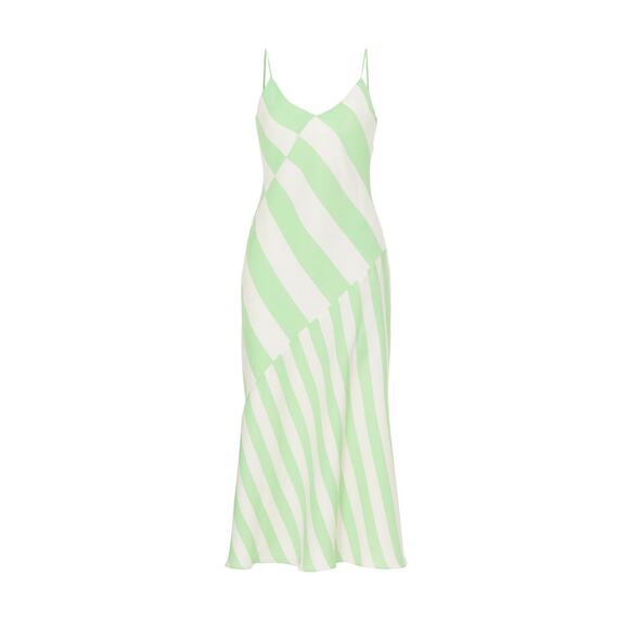 Saunders Collective Mint Imman Striped Sleeveless V-Neck Slip Midi Dress Size 12 - Picture 4 of 13